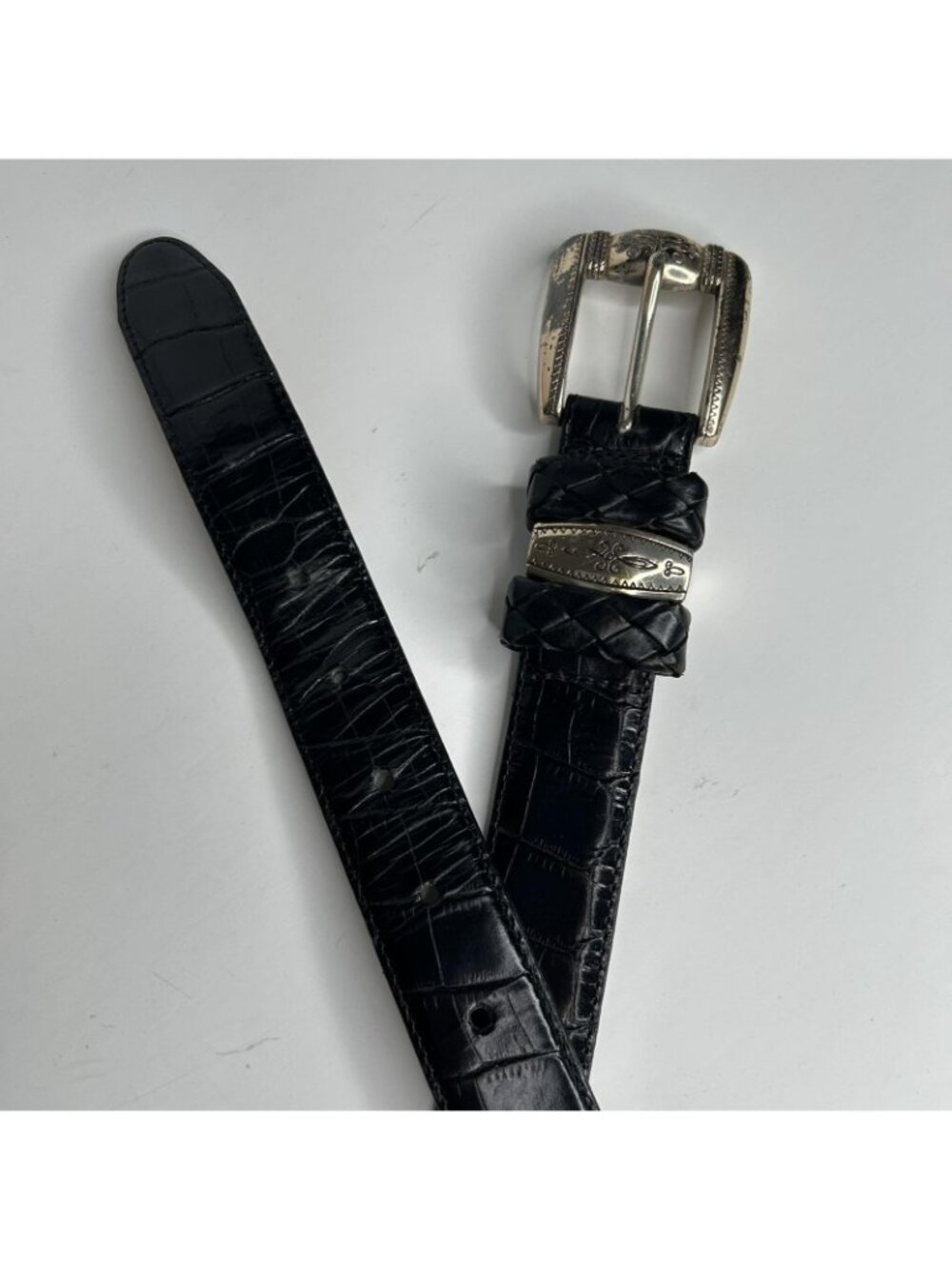 Brighton Belt Womens Large Black Leather Silver Western Concho Buckle 24703 - Picture 2 of 14